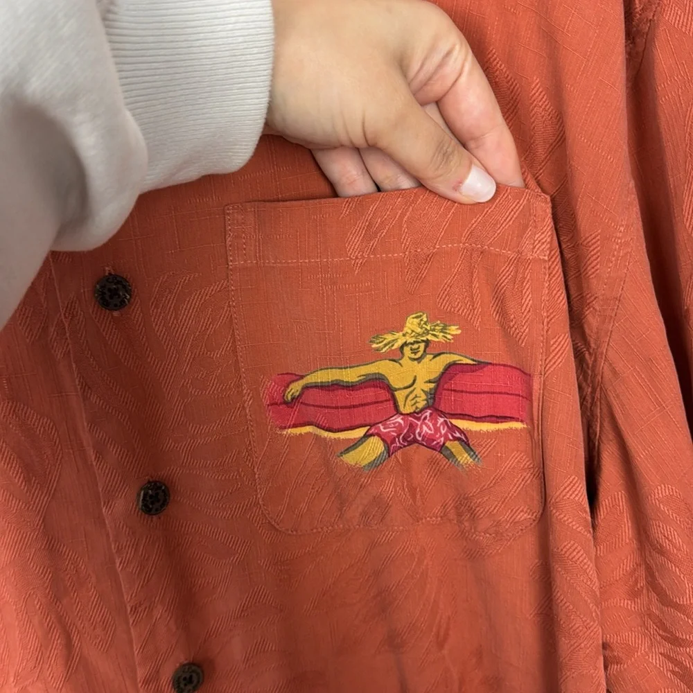 M‎ Field Reyn Spooner 100% Silk Button Up Shirt Beach Graphic Hawaii Bowling